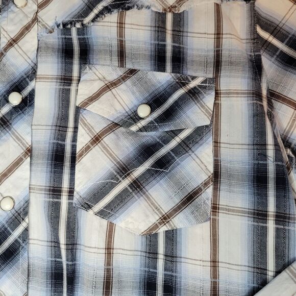 Cowboy Up Brown White Snap Button Down Long Sleeve Size M - Picture 4 of 10